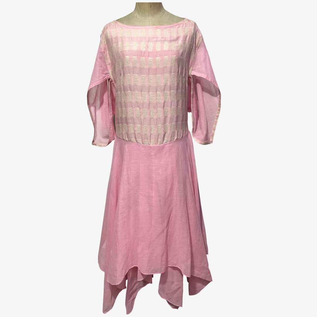 Crystal Pink & Peony Handkerchief Style Midi Dress