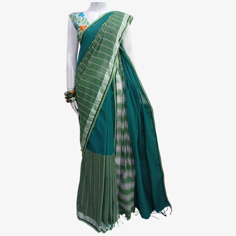 Green & White Special Sari with Crochet Par