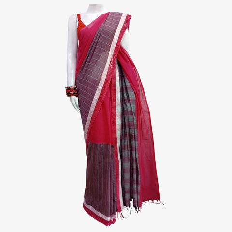 Pink & Hawthorn Rose Special Sari with Crochet Par