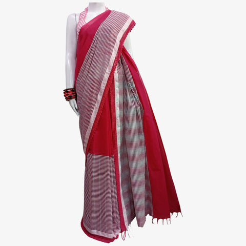 Pink & Wild Rose Special Sari with Crochet Par
