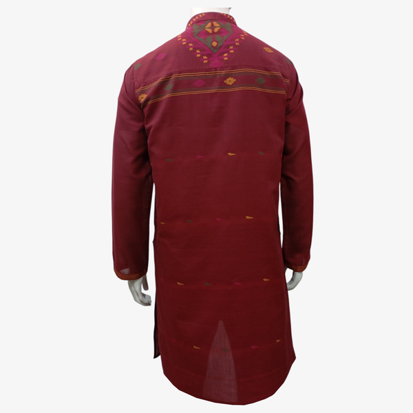 Biking Red Cotton Jamdani Panjabi