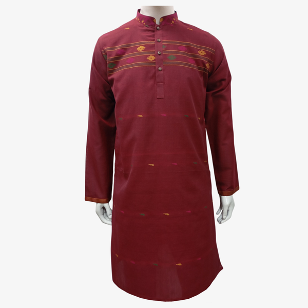 Biking Red Cotton Jamdani Panjabi
