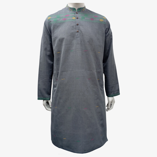 Grey Cotton Jamdani Panjabi.