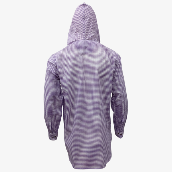 Purple & White Gingham Nomad Hooded Kurti (Unisex)
