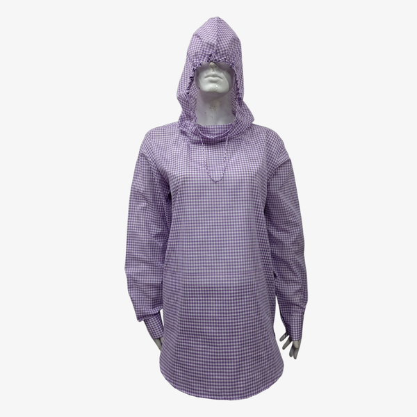 Purple & White Gingham Nomad Hooded Kurti (Unisex)