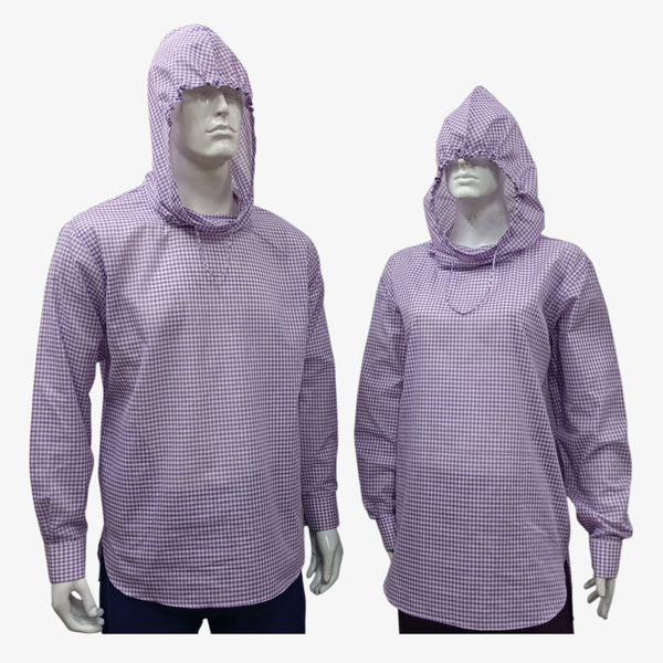 Purple & White Gingham Nomad Hooded Kurti (Unisex)
