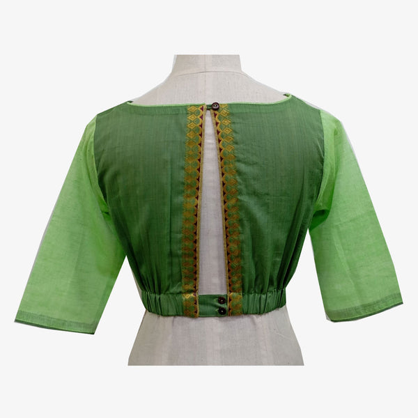 Opaline Green Colour Adjustable Back Opening Blouse