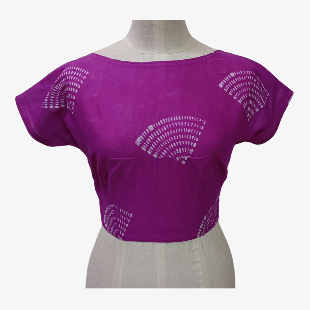 Purple & Ultramarine Green Colour Magyar Sleeve Tie Back Blouse