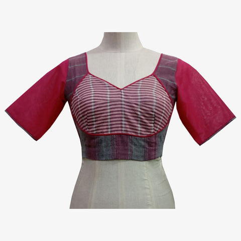 Pink & multi colour stripe adjustable tie back blouse