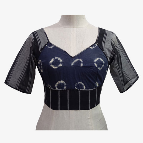 Shades of black adjustable tie back blouse