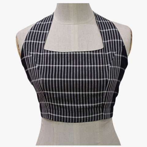 Black & Grey Colour Adjustable Back Opening Blouse