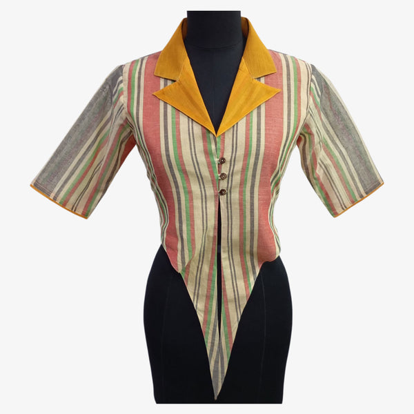 Multi Colour Front Button Tie Up Blouse