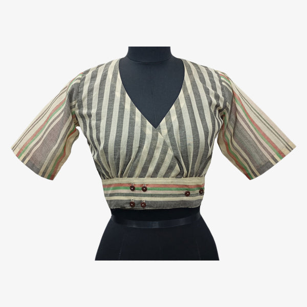 Front Button Wrap Blouse