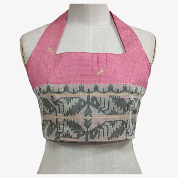 Pink & Black Adjustable Back Opening Blouse