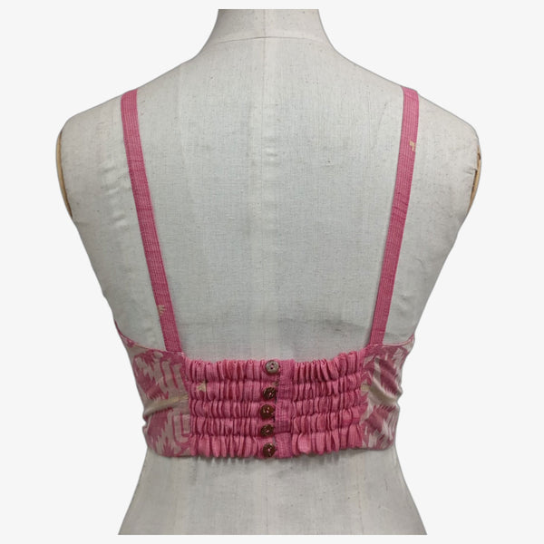 Pink & Cream Adjustable Back Opening Blouse