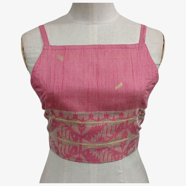 Pink & Cream Adjustable Back Opening Blouse
