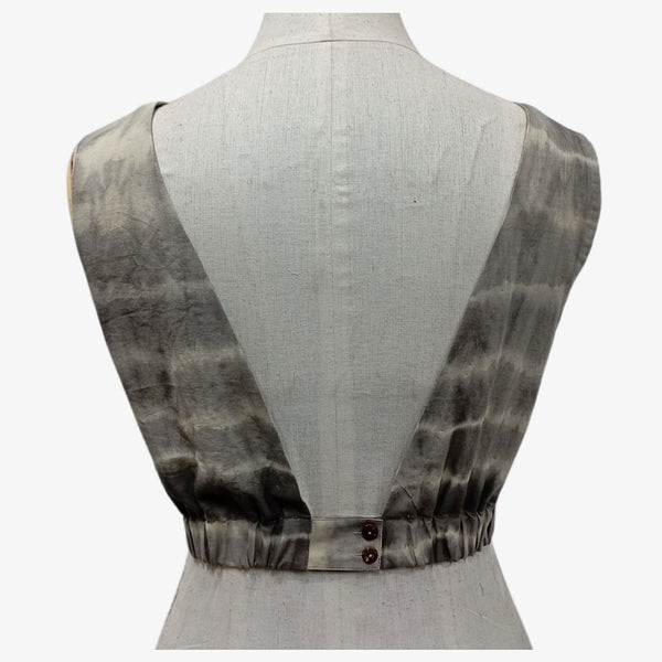 Off White & Black Boat Neck Adjustable Back Opening Blouse