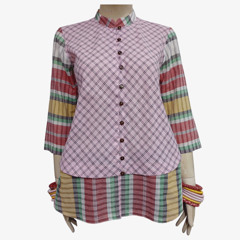 Multi Colour & Light Pink Check New Top