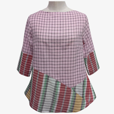 Multi Colour & Light Pink Check New Top