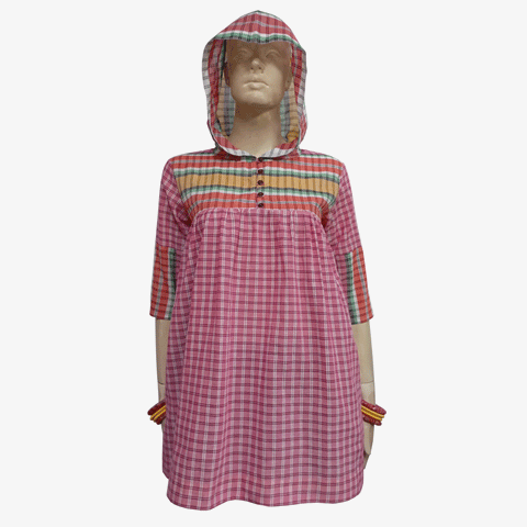 Multi Colour Gamcha Check Hooded Shift