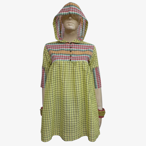 Multi Colour Gamcha Check Hooded Shift