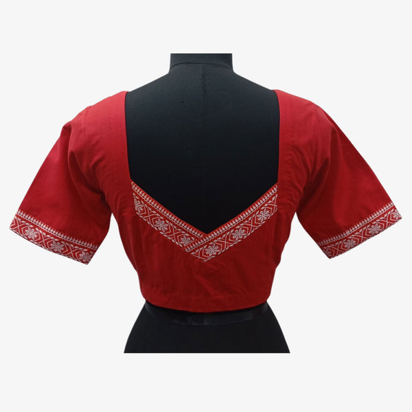 Red V-Neck Front Button Blouse