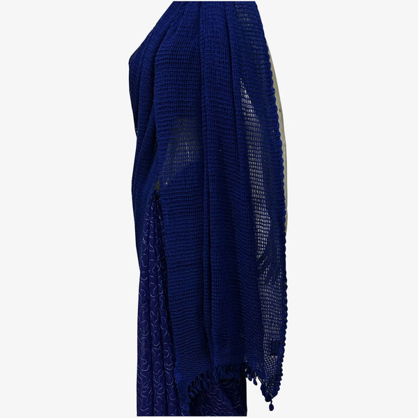 Orient Blue & Bonnie Blue Half Silk with Crochet Sari