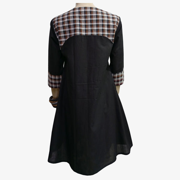 Black & Gamcha Check New Tunic