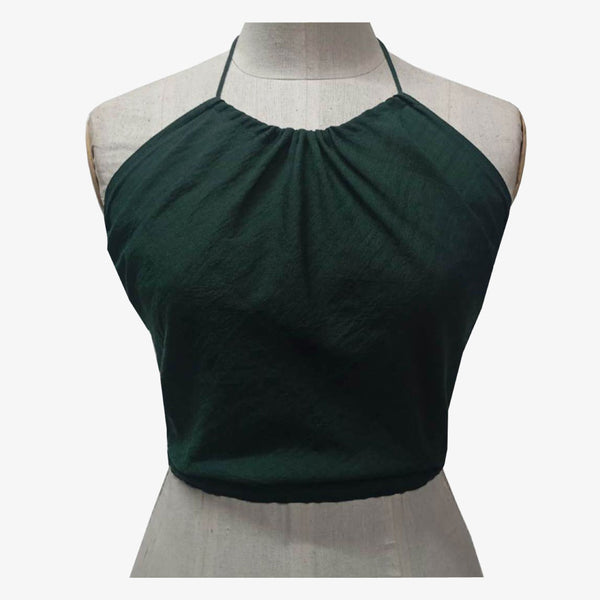 Deep Forest Green Tie Back Blouse