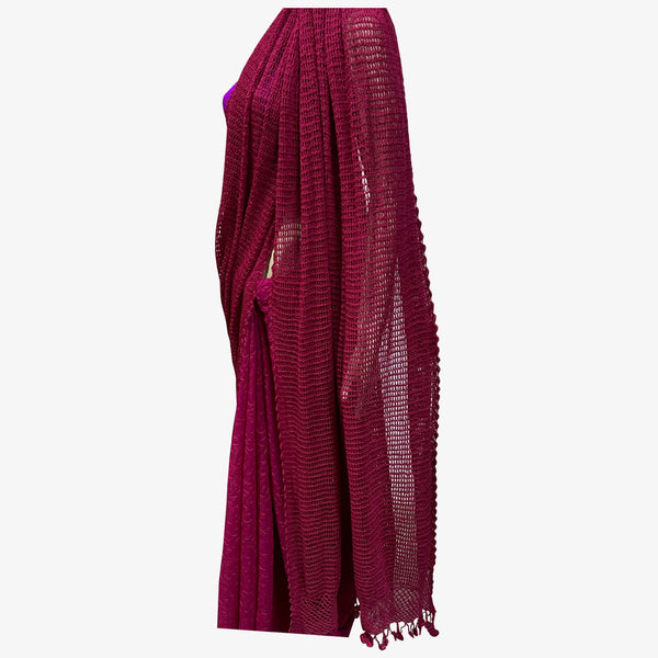 Bright Rose & Virtual Pink Half Silk with Crochet Sari