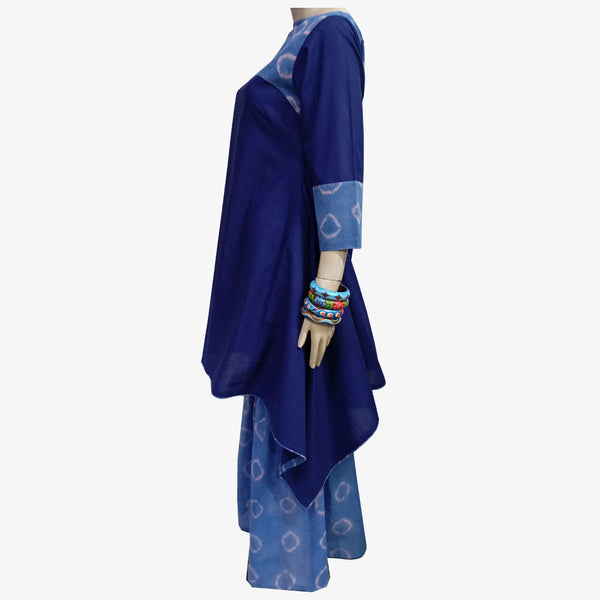 Shades of Blue & Indigo Blue Colour Gararah with A Line Tunic & Ornaa