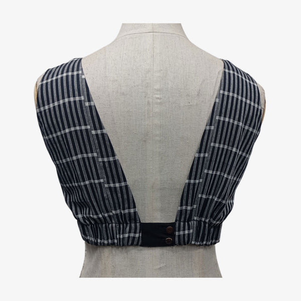 Black & White Back Adjustable Blouse