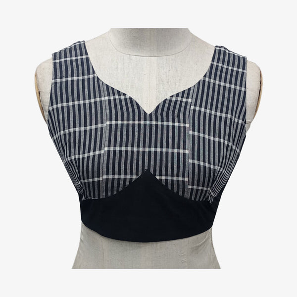 Black & White Back Adjustable Blouse