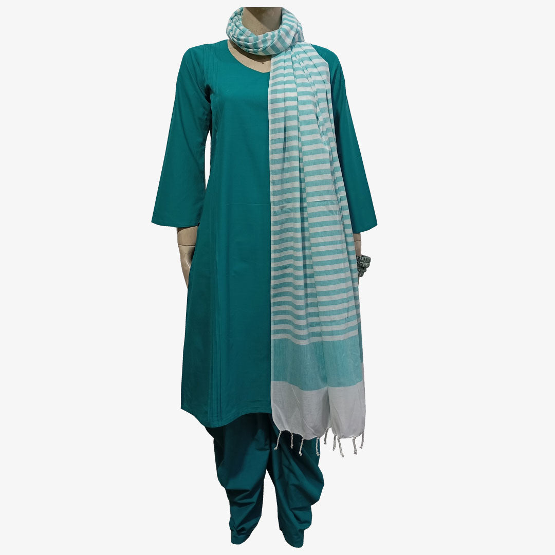 Turquoise Colour Dhuti Pants with A Line Tunic & Ornaa