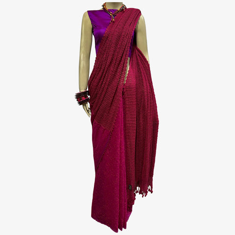 Bright Rose & Virtual Pink Half Silk with Crochet Sari
