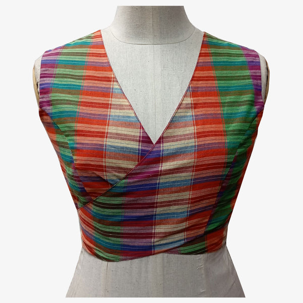 Multicolour Adjustable Tie Back Blouse