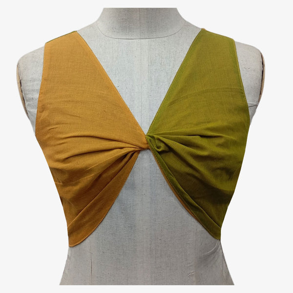 Mustard Gold & Moss Green Back Adjustable Blouse
