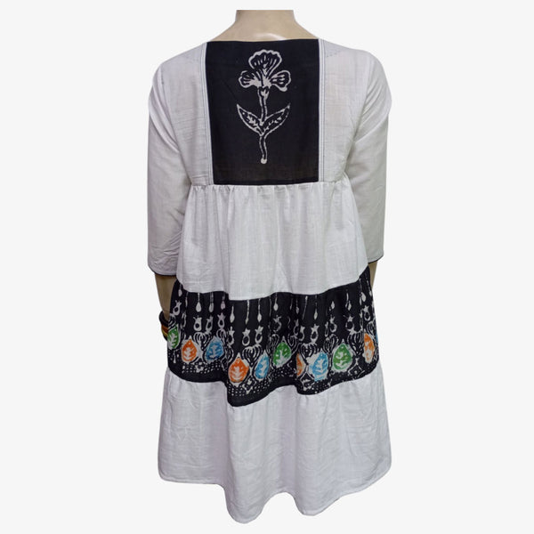 Black & White Multi Colour Motifs Short Layered Dress