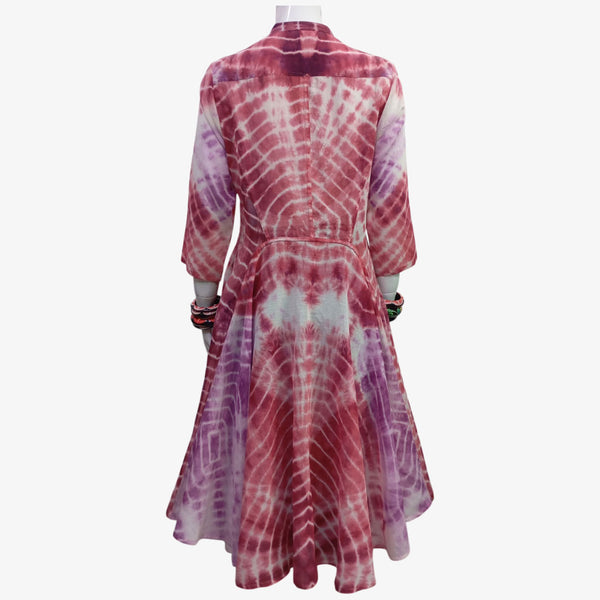 Shades of Red & Purple Tie Dye Midi Dress