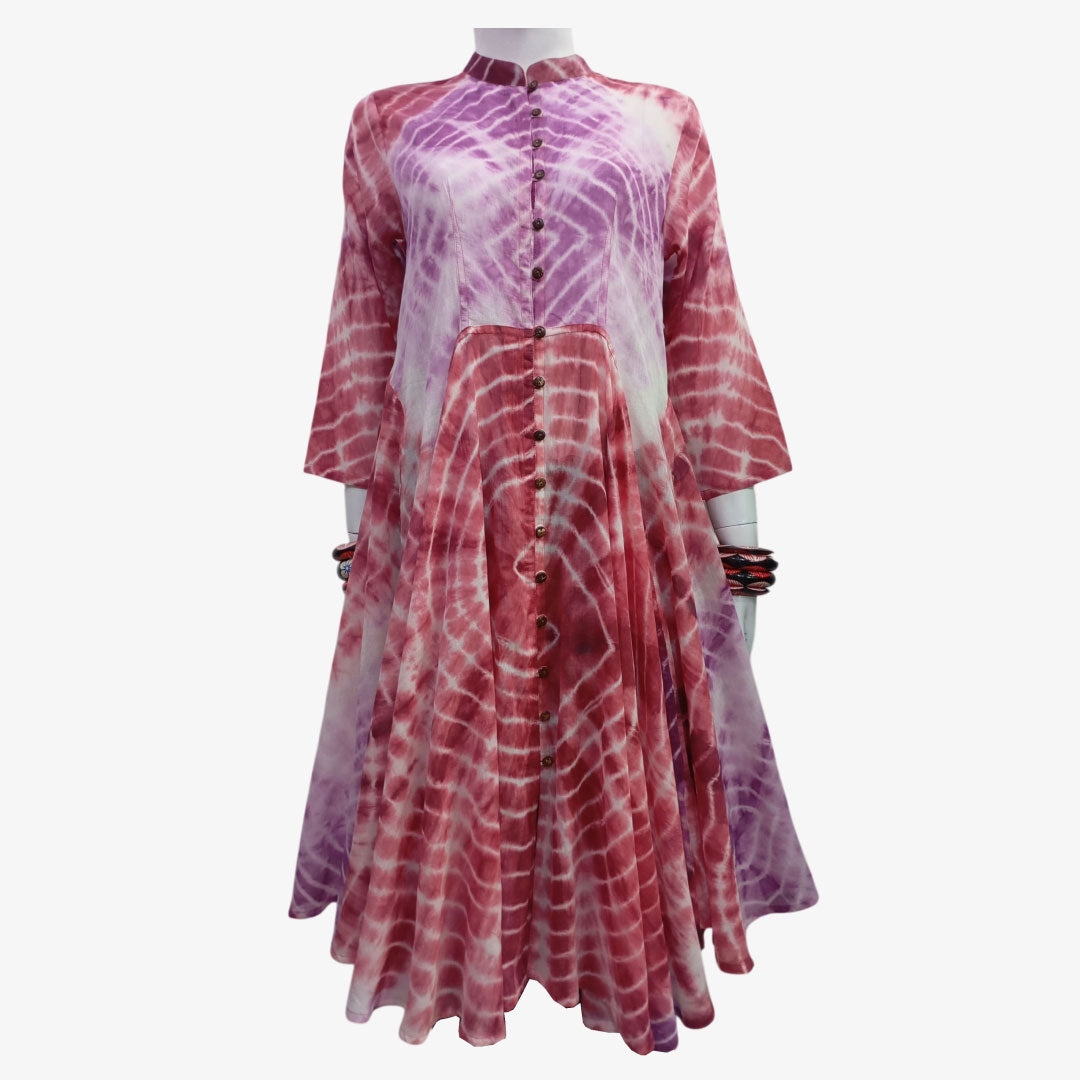 Shades of Red & Purple Tie Dye Midi Dress