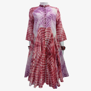 Shades of Red & Purple Tie Dye Midi Dress