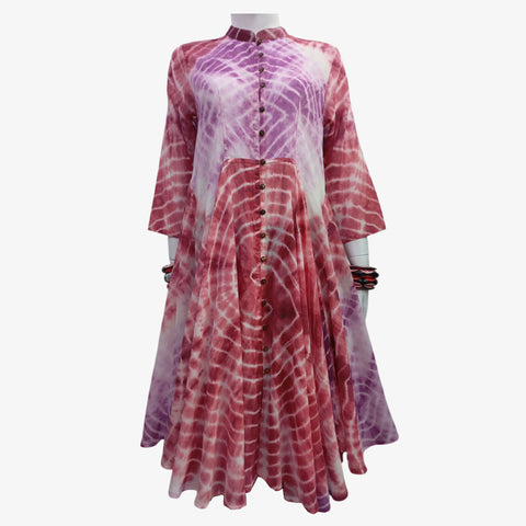 Shades of Red & Purple Tie Dye Midi Dress