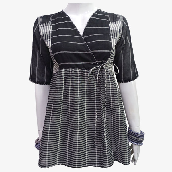 Black & White Stripe Tie Top