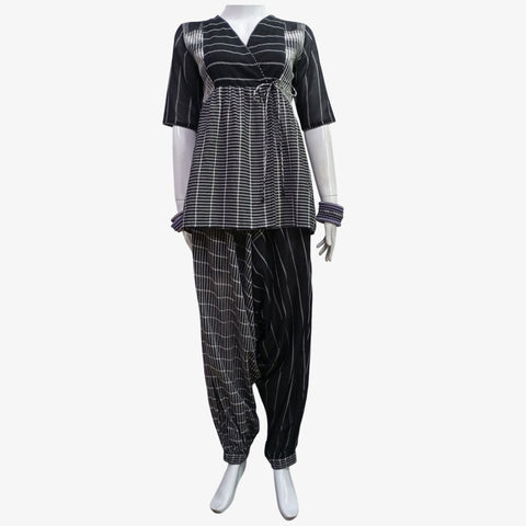 Black & White Stripe Tie Top