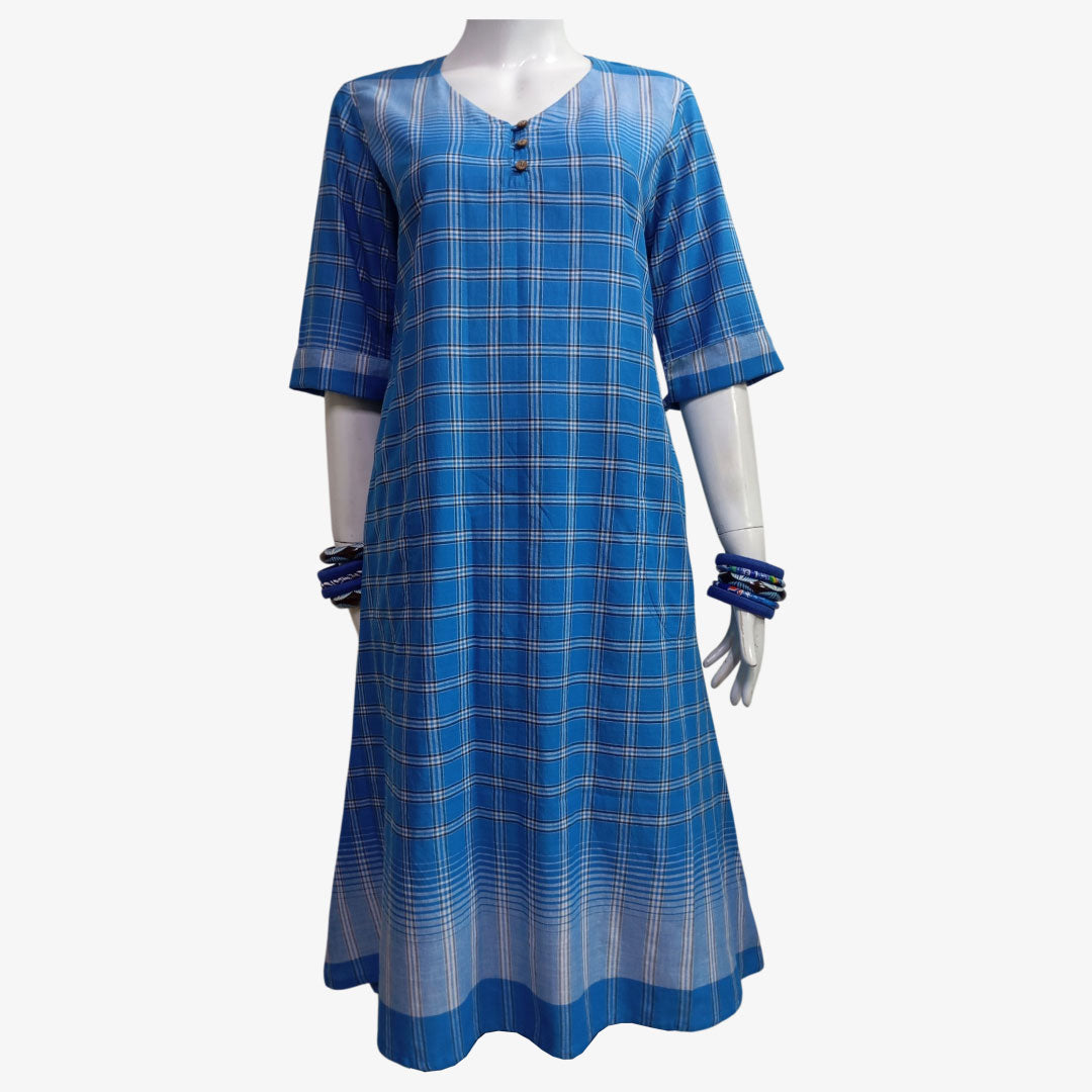 Blue & White Colour Midi Lungi Tunic