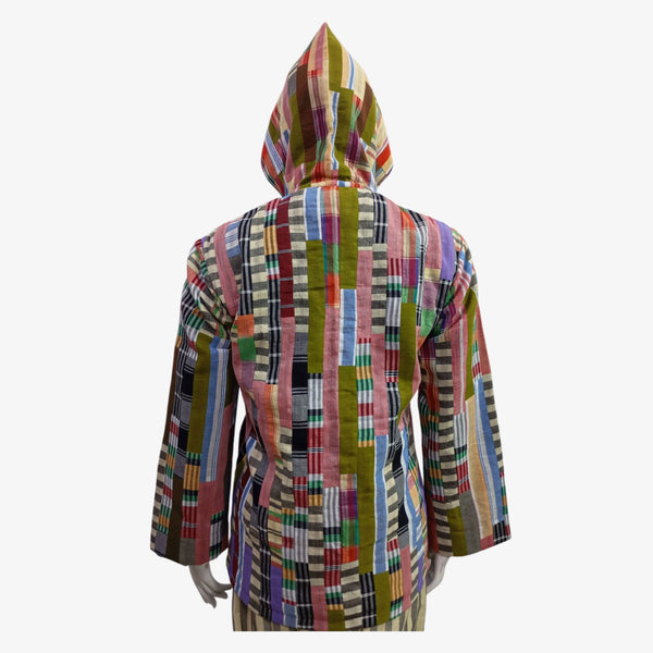 Front Zip Up Patch Hooded Jacket