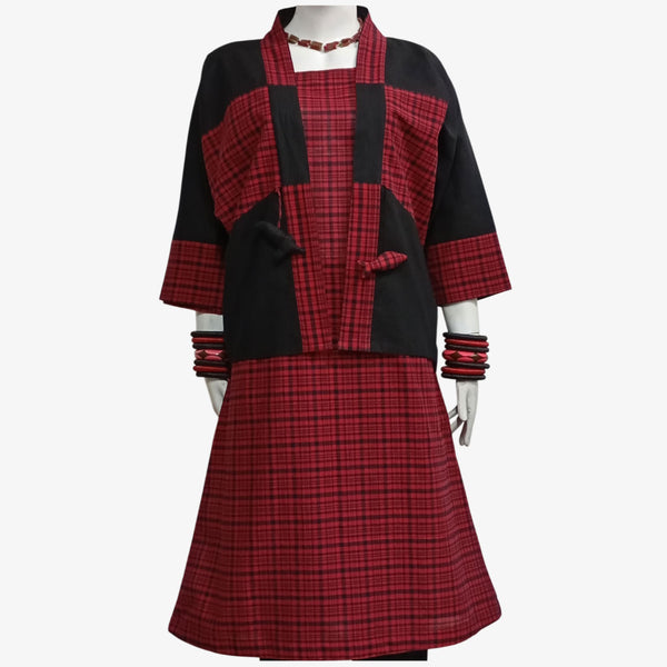 Red & Black A Line Midi Tunic