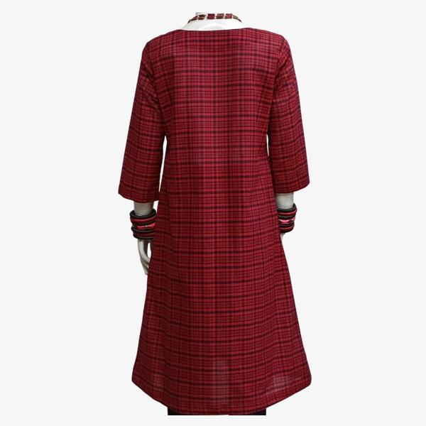 Red & Black A Line Midi Tunic