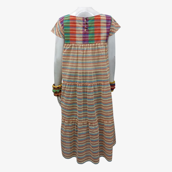 Multi Colour Boat Neck Midi Dress