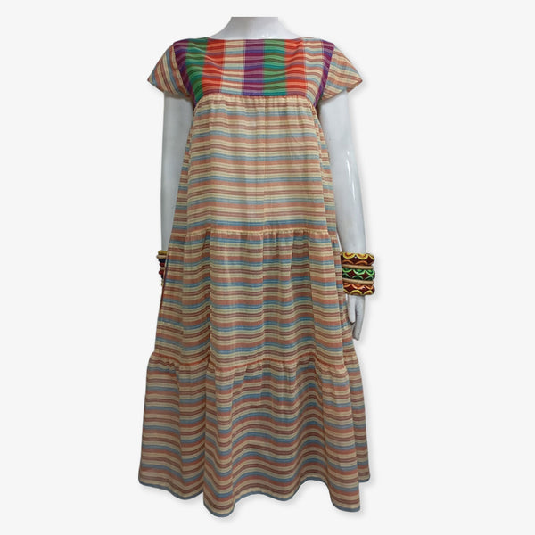 Multi Colour Boat Neck Midi Dress
